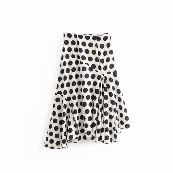 

полька dot высокой талией новых женщин midi юбка сплит нерегулярное женский дамы труба длинные юбки wild стильный отдыха casual, Black