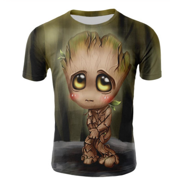 

2019 fashion summer super hero short sleeve tshirt groot print t-shirt men women 3d t shirt fashion casual clothing hip hop q811, White;black