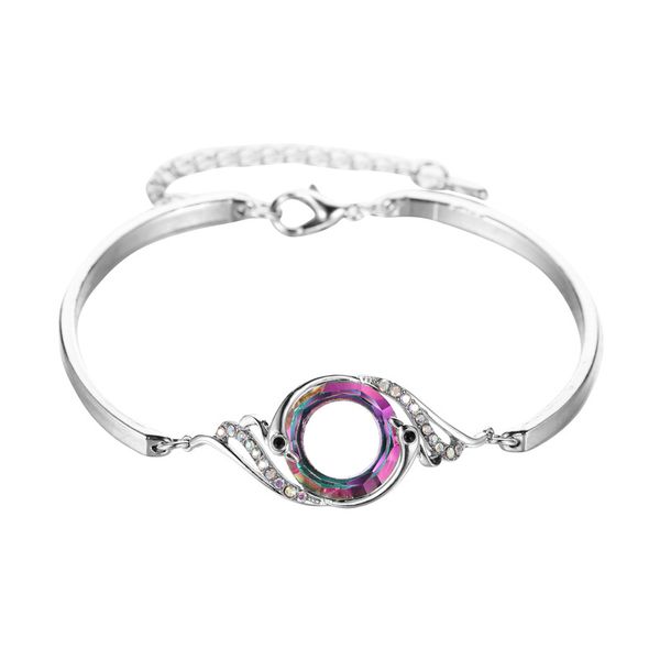 

rongxing mystic rainbow crystal peacock gradient bracelets bangles for women bohemian jewelry vintage fashion ethnic bracelet, Golden;silver