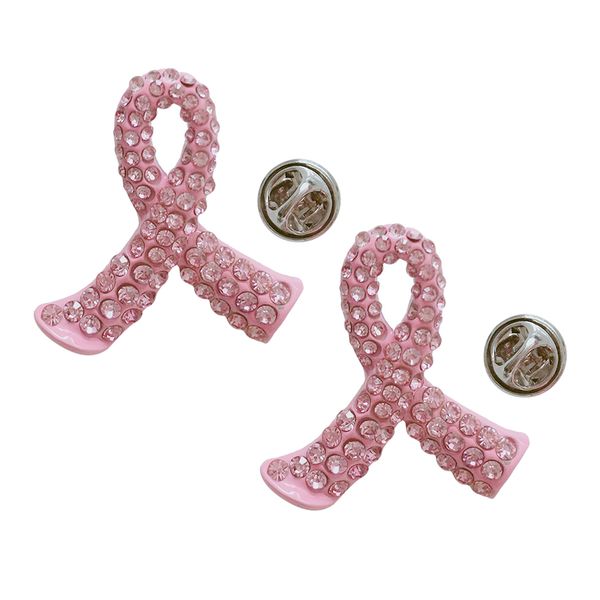 

2x Pin Rhinestone Breast Cancer Awareness Ribbon, Gray