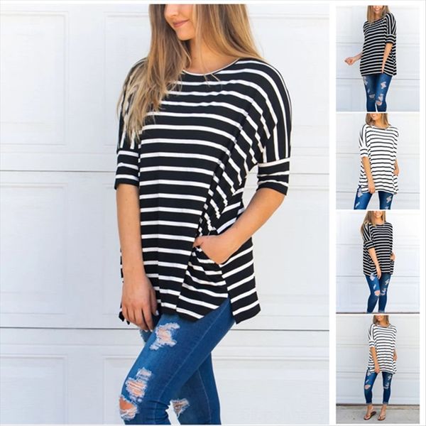 

2020 женская полосатая карман с коротким рукавом свободный топ случайные 2020 женщин полосатый карман с коротким рукавом рубашки свободно ве, White