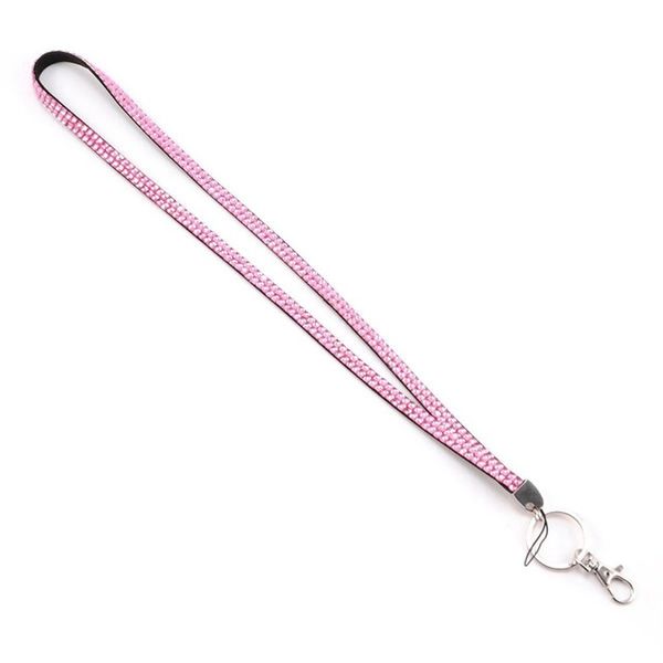 

keys glitter rhinestone keychain card holder badge chain mobile phone lanyard pink squishy neck strap nekband, Silver
