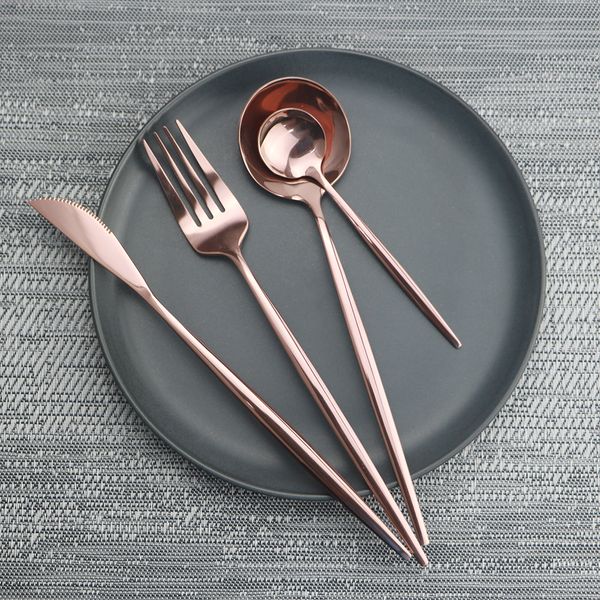 

304 stainless steel cutlery set knife fork spoon dinnerware rose gold color flatware set mirror wester tableware dinner set wedding star hot