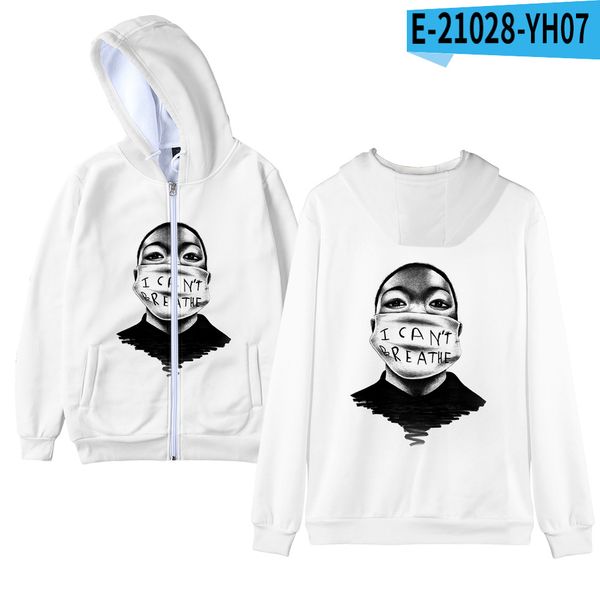 

manufacturers new style i cant breathe i cant breathe 3d printed men and women zipper sweater support customization, Black