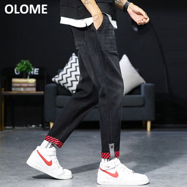 

spring and autumn men's jeans korean youth harem pants fashion pants sports casual nine points jeans men's style student, Blue