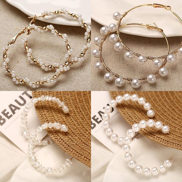 

wukalo oversize pearl big earrings for women girls big earrings unique circle earring 2019 new brinco statement fashion jewelry, Silver