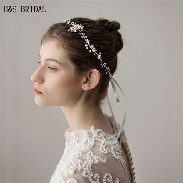 

h&s bridal pearls bridal hair vine jewelry handmade headpieces hair accessories, Golden;white