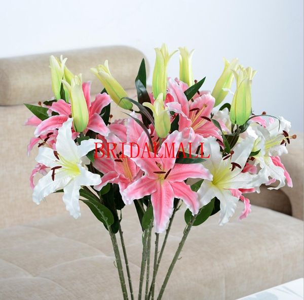 Wholesale 3 Lily Artificial Flowers Home Decoration Wedding