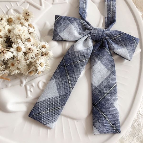 

from school to play boxer bow tie long handle plaid jk uniforms bow tie, Black;gray