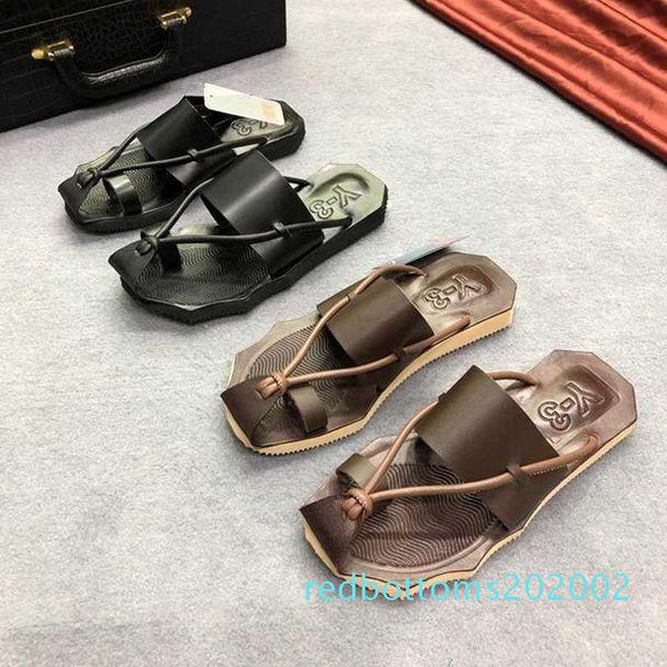 

2020 new summer flip flops for men sandals fashion comfortable durable wear resistant first layer cowhideof r02, Black
