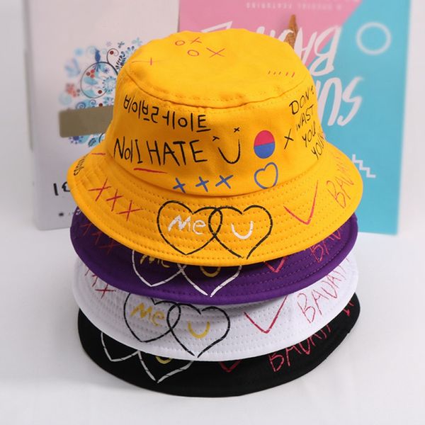 

дети harajuku bucket hat рыбалка открытой панама cute печать cap summer рыбак hat