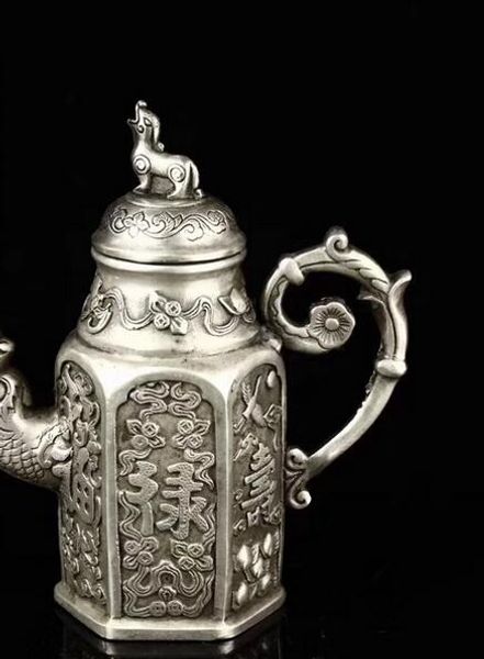 

античная белой медь латунь посеребренной случайности жизни украшение чайника фляга чайник украшение суды подарок коллекция антикварной