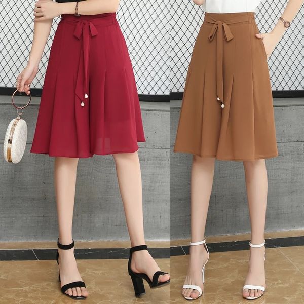 

pleated skirt summer woman shorts skirts plus size woman's mini chiffon skirts high waist breathable slim women layer skirt, White;black