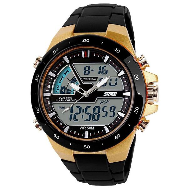 

lintimes new men wristwatches analog dispaly sports watches with waterproof function male watches, Slivery;brown