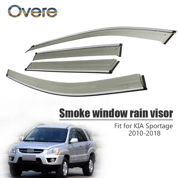 

overe 4pcs/1set smoke window rain visor for kia sportage 2010 2011 2012 2013 2014 2015 2016 2017 2018 deflectors accessories