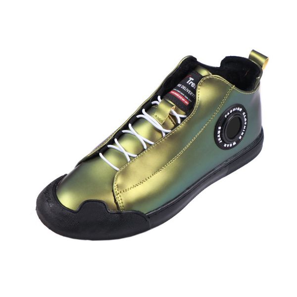 

gold trend sneakers men ankle boots casual laser leather black circle winter men shoes leisure sapatos dourado botas jeans homem