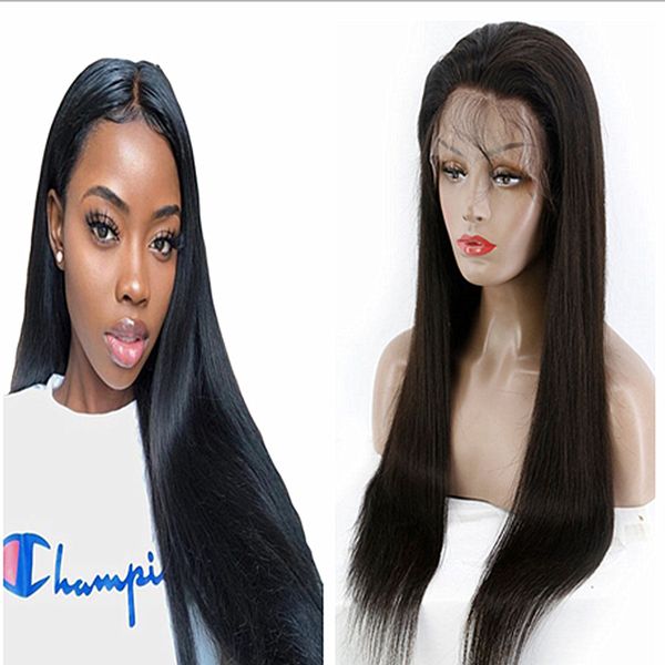 

24 inch long wig 13x4 lace front human hair wigs pre plucked lace wig brazilian straight frontal wig for black women