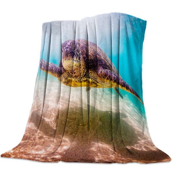 

sea turtles underwater natural animals swim flannel fleece bed blanket bedspread coverlet bed cover soft warm blankets