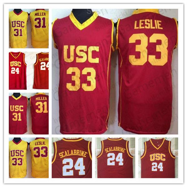 

usc trojans college basketball stitched jerseys 24 brian scalabrine 31 matt miller 33 lisa leslie university team quality, Black;red