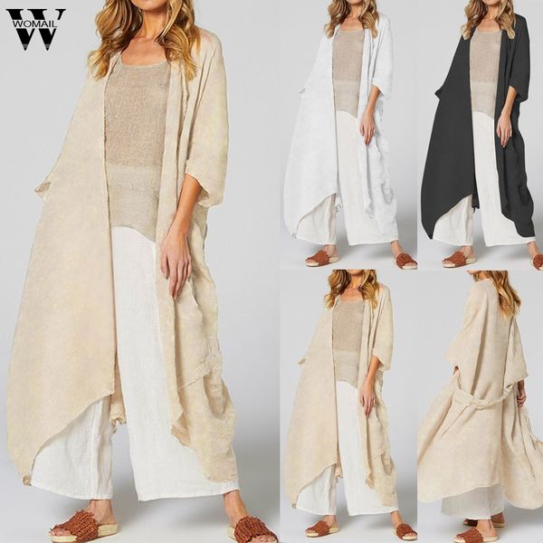 

womail women coat elegant jacket fashion autumn half sleeves thin long coat female jacket loose outwear open stitch j712, Black;brown