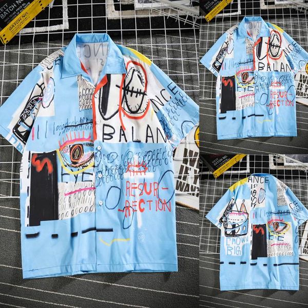 

2020 mens summer fashion shirts casual short sleeve beach loose casual blouse camisa masculina w1224, White;black