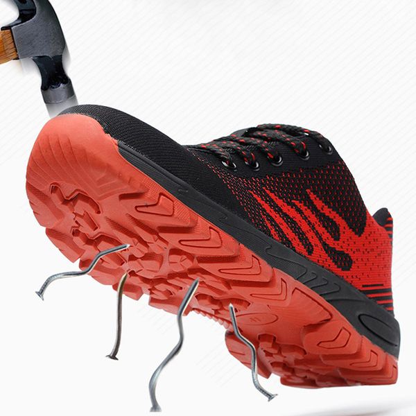 

fashion men's shoes -woven mesh safety upper breathable lightweight sports casual anti-smashing anti-piercing safety shoes, Black