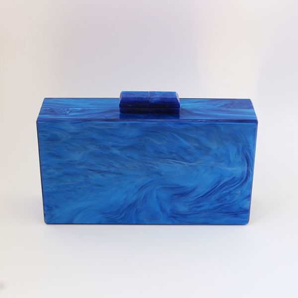 

pearl blue color acrylic box clutch bag women evening bag wedding party prom shoulder handbag hardcase metal acrylic clutches