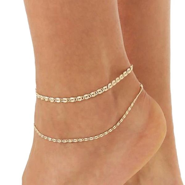 

new push july selling foot ornaments double layer simple chain anklet women's europe and america popular beach accessories k, Red;blue