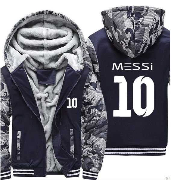 

men's sweatshirt messi 10 print camouflage hoodies mens winter fleece warm thicken jacket tracksuits hip hop harajuku hoody male, Black