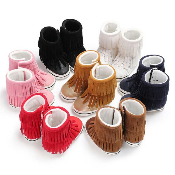 

Newborn Baby Girl Snow Boots Winter Tassel Booties Infant Toddler Shoes 3-12M, Black