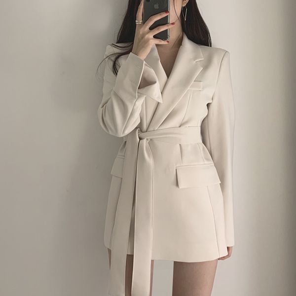 

women long sleeve korean coat 2019 autum elegant turn down collar new fashion vestidos verano casua coat with belt, Black;brown