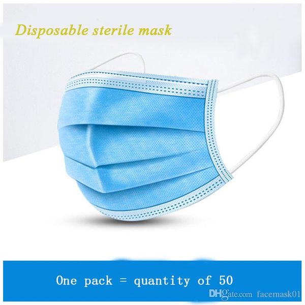 

disposable 3-layer masks anti dust breathable disposable earloop mouth face mask sanitary (50 masks 1 packs
