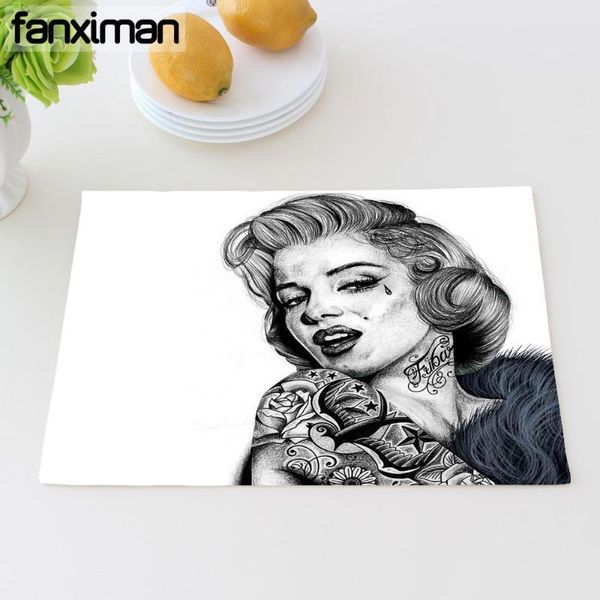 

personalized celebrity monroe hepburn table mats for dining table napkins clown placemats heat insulation cup coasters 42*32 cm