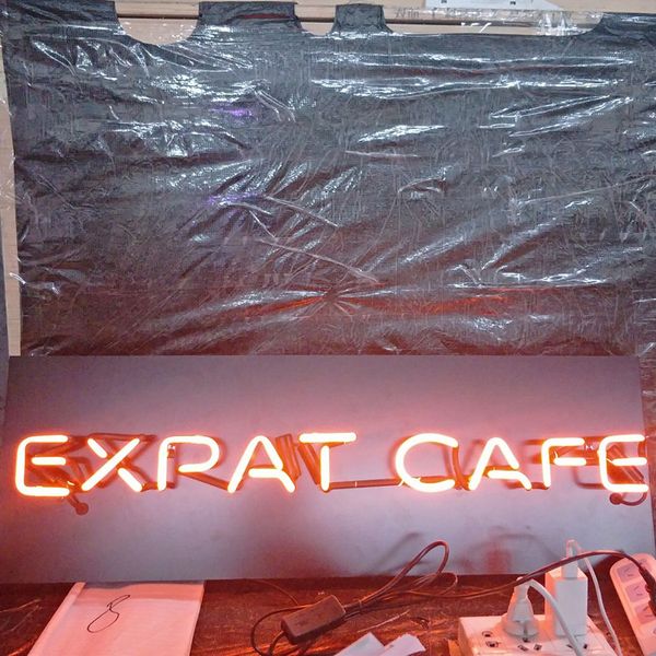 

expat кафе неоновая вывеска бар дисплей реклама украшение настенные реальные стекло легкий металлический каркас 17 "20" 24 "30