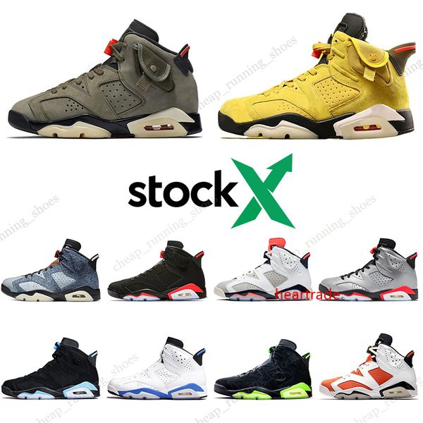 

stock x jumpman 6 travis scotts 6s psg men basketball shoes tinker black infrared 3m reflective sport blue oregon mens sports sneakers 7-13