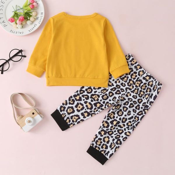 

oeak 2020 summer baby clothes outfit short sleeve toddler infant letter printed t-shirt leopard pants 2pcs clothing set, White