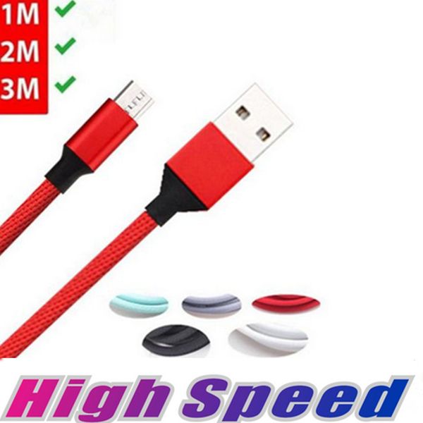 

fast charging type c /micro usb cable 1m 2m 3m aluminum alloy braided fabric cables for samsung s10 note10 s8 s9 huawei htc android phone