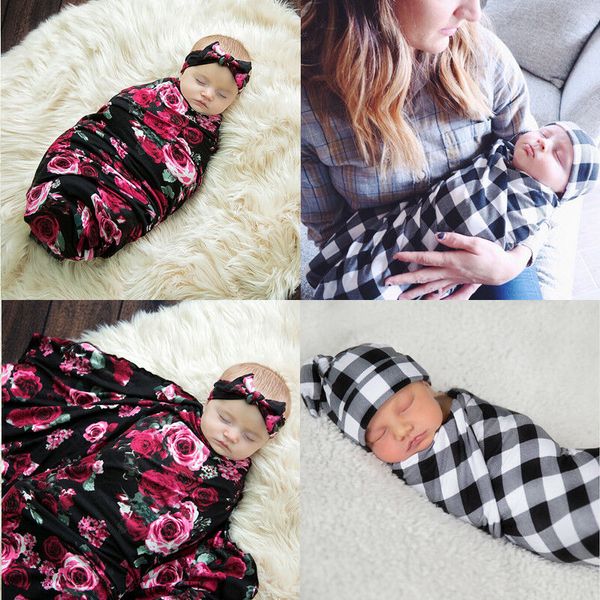 

new toddler kids newborn baby boys girls stretch wrap swaddle blanket bath towel adorable newborn baby floral plaid swaddle set