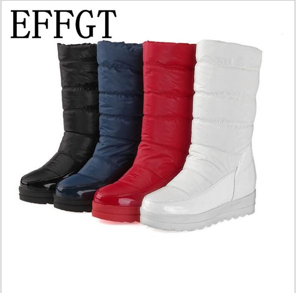 

effgt 2018 the new winter boots high women snow boots fashion leisure plush warm shoes plus size 35 to big 42 b520, Black