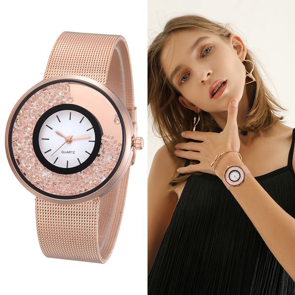 

2018 new fashion stainless steel gold & silver band quartz watch luxury women rhinestone watches valentine ls057, Slivery;brown