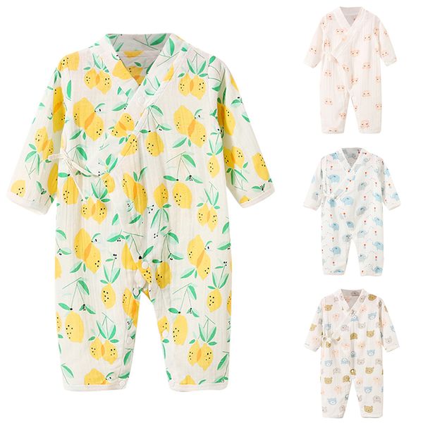 

baby boys girls clothing tracksuit autumn japanese kids clothes floral pajamas toddler bebe cotton kimono rompers sleepwear, Blue;red