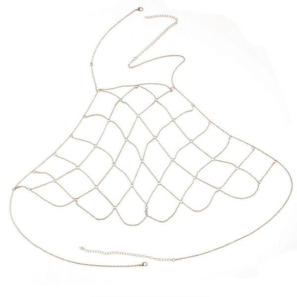 

other body bikini mesh jewelry chest chain fabala necklace, Slivery;golden