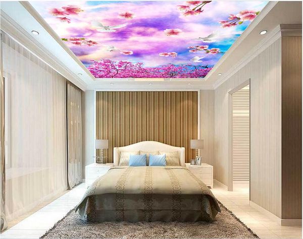 

3d wallpaper custom p on the wall peach white pigeon ceiling mural living room home decor 3d wall murals wallpaper for walls 3 d