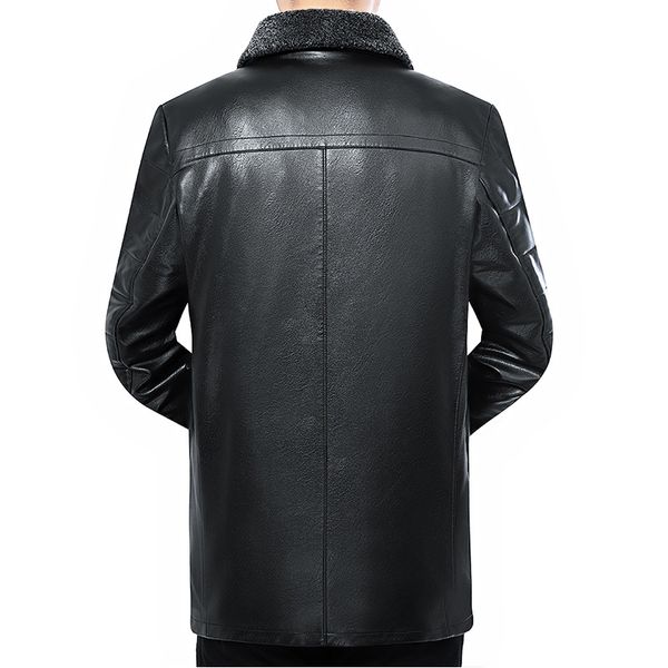 

2019 new style haining fur genuine leather clothes men's jacket sheep middle-aged autumn daddy clothes men's coat, Black