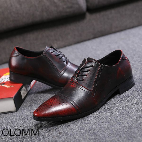

british leather shoes business dress pointed male bullock oxford shoes zapatos de hombre men dress leather, Black