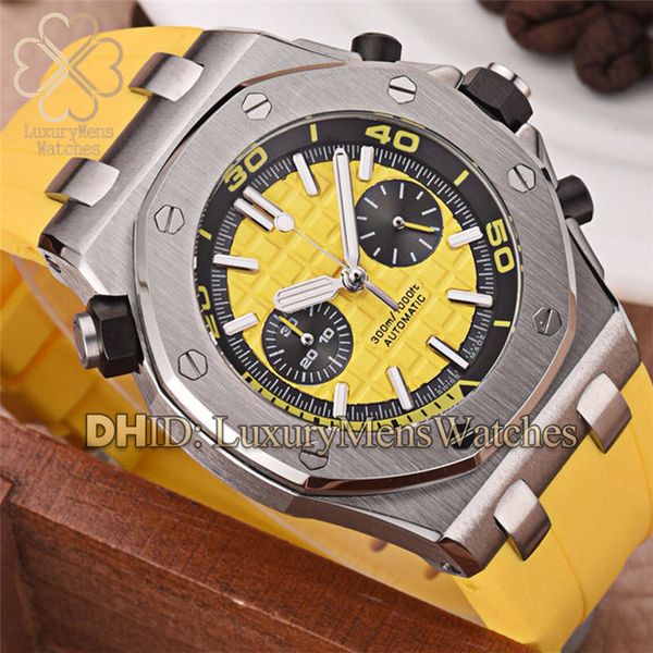 

новые роскошная мужские часы rubber band наручные часы montre люксусного хронографа функция кварцевых 46ммы мода часы люди 15 типов, Slivery;brown