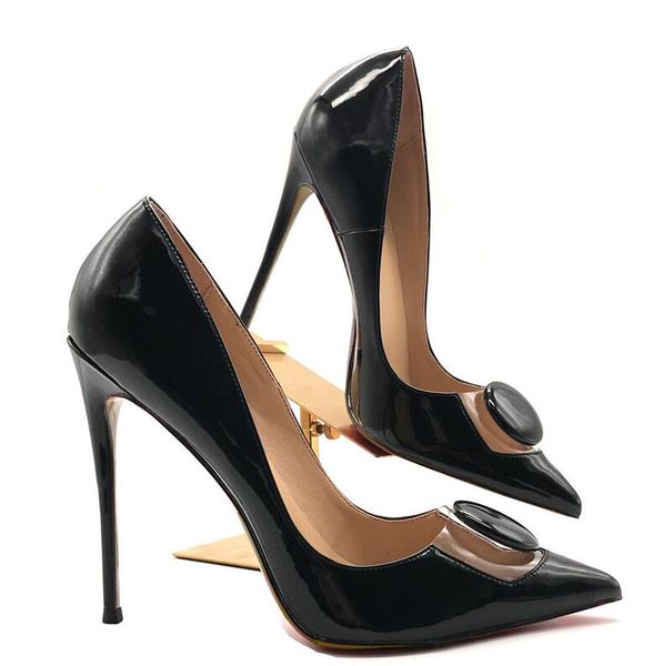 

2020 lady women bridal wedding black pvc patent leather heels shoes designer pump poined toes stiletto heels shoes