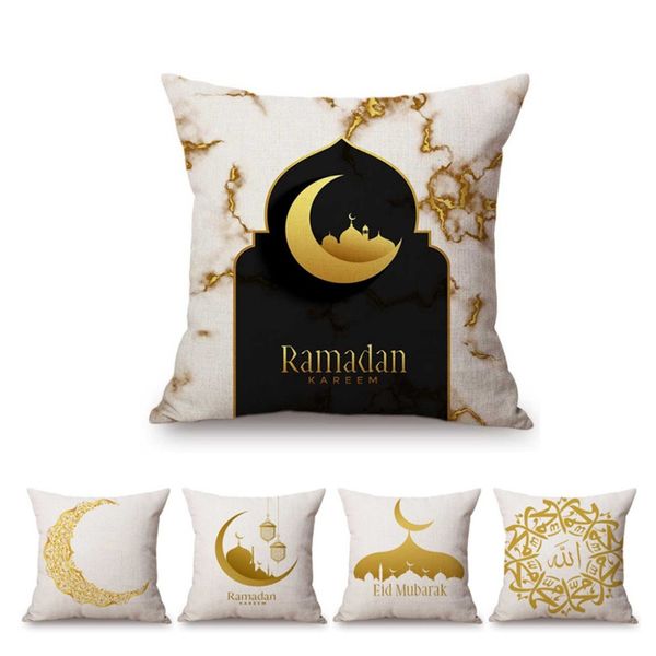 Muslim Mosque Pillow Case Eid Mubarak Ramadan Cushion Cover Home