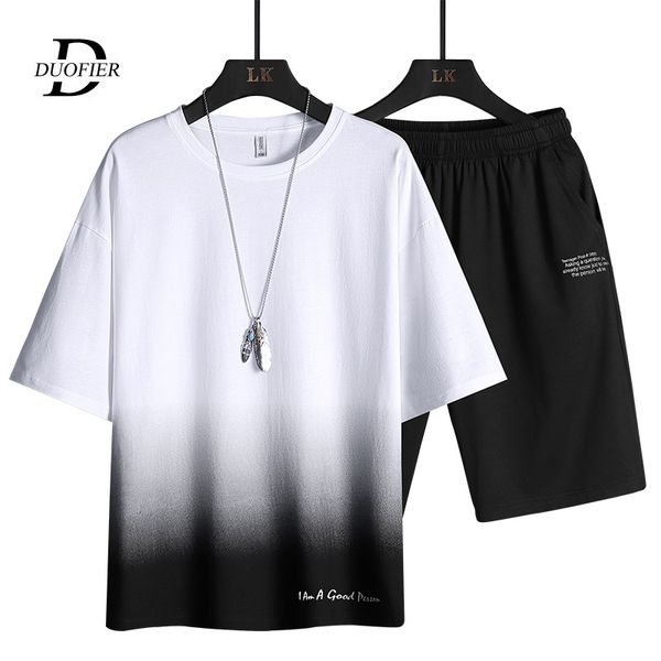 

men gradient color tracksuit summer fashion clothing men two piece set sweat suits short sleeve shorts kg-512, Gray