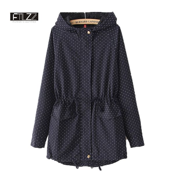 

женщины весна осень пальто casaco feminino новая 2018 женская шинель женщина способ вскользь dot печати тонкой длинная ветровки, Tan;black